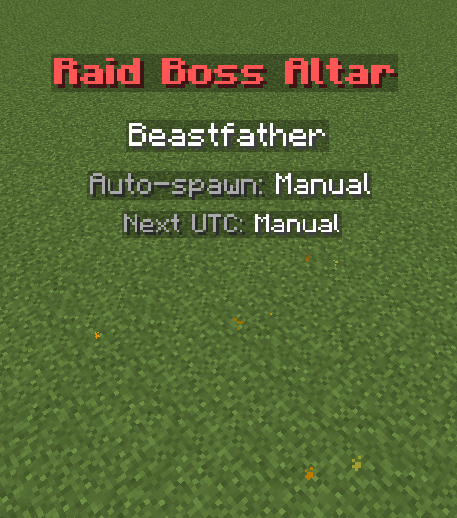 Beastfather Raid Boss Altar with manual timing displayed.