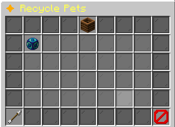 Recycle Pets: choose a companion to inspect its shard return.